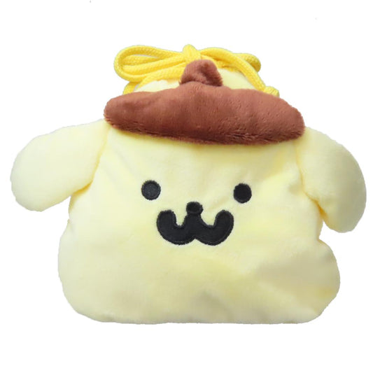もふもふフェイス巾着 巾着袋 ポムポムプリンxお文具といっしょ ポムポムプリン サンリオ エンスカイ ぬいぐるみ巾着 きんちゃくポーズ 小物入れ メール便可