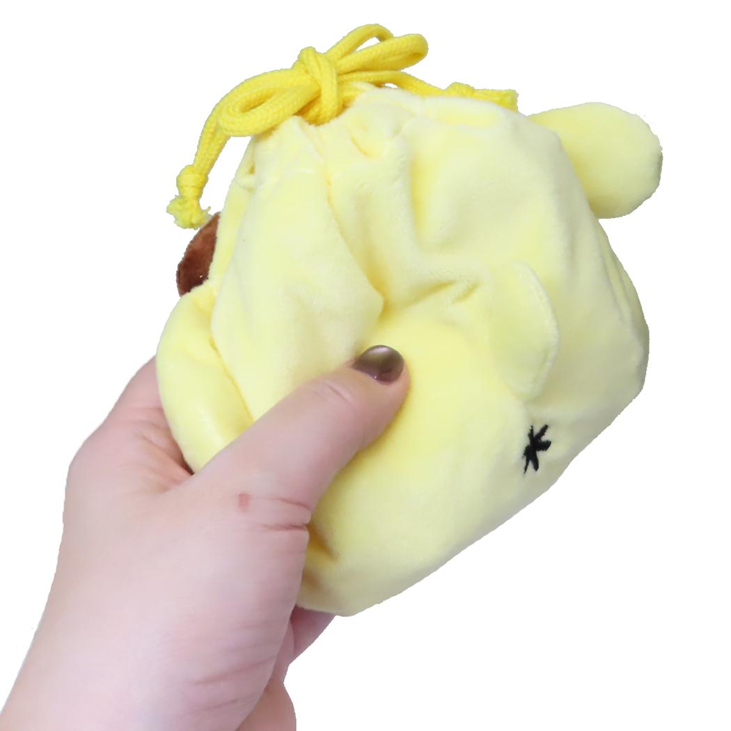 もふもふフェイス巾着 巾着袋 ポムポムプリンxお文具といっしょ ポムポムプリン サンリオ エンスカイ ぬいぐるみ巾着 きんちゃくポーズ 小物入れ メール便可