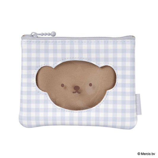 ミニフラットポーチ 平ポーチ ミッフィー BRUNA PLAID ブルー ディックブルーナ エフエービージャパン 小物入れ コスメポーチ 絵本メール便可