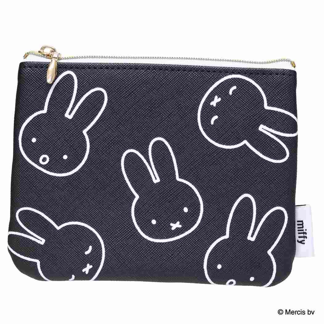 MIFFY LARGE MOTIF ミニフラットポーチ 平ポーチ ミッフィー ブラック ディックブルーナ エフエービージャパン 小物入れ 絵本メール便可