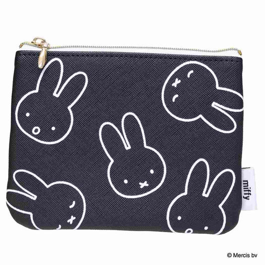 MIFFY LARGE MOTIF ミニフラットポーチ 平ポーチ ミッフィー ブラック ディックブルーナ エフエービージャパン 小物入れ 絵本メール便可