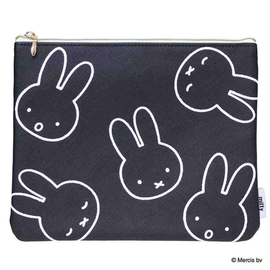 MIFFY LARGE MOTIF フラットポーチ 平ポーチ ミッフィー ブラック ディックブルーナ エフエービージャパン 小物入れ 絵本メール便可
