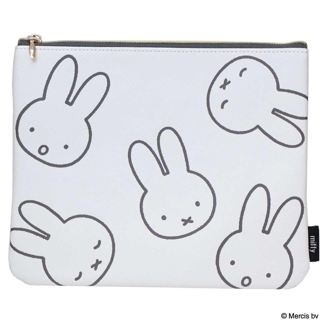 ミッフィー 平ポーチ MIFFY LARGE MOTIF フラットポーチ アイボリー ディックブルーナ エフエービージャパン 小物入れ 絵本キャラクター グッズ メール便可 シネマコレクション