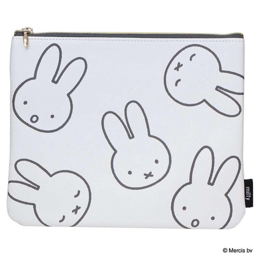 MIFFY LARGE MOTIF フラットポーチ 平ポーチ ミッフィー アイボリー ディックブルーナ エフエービージャパン 小物入れ 絵本メール便可