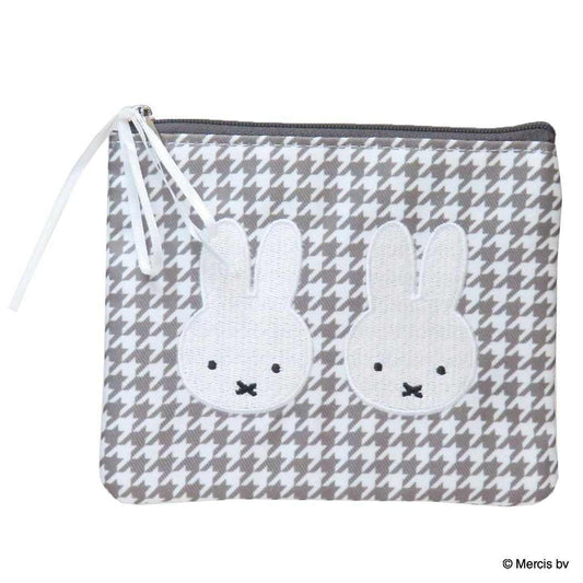 ミニフラットポーチ 平ポーチ ミッフィー Chidori＆Monotone 千鳥格子 ディックブルーナ エフエービージャパン 小物入れ 絵本メール便可