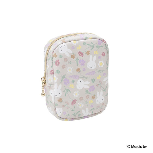 MIFFY Floral pattern 縦型スクエアポーチ コスメポーチ ミッフィー ベージュ ディックブルーナ エフエービージャパン 小物入れ メイクポーチ 絵本