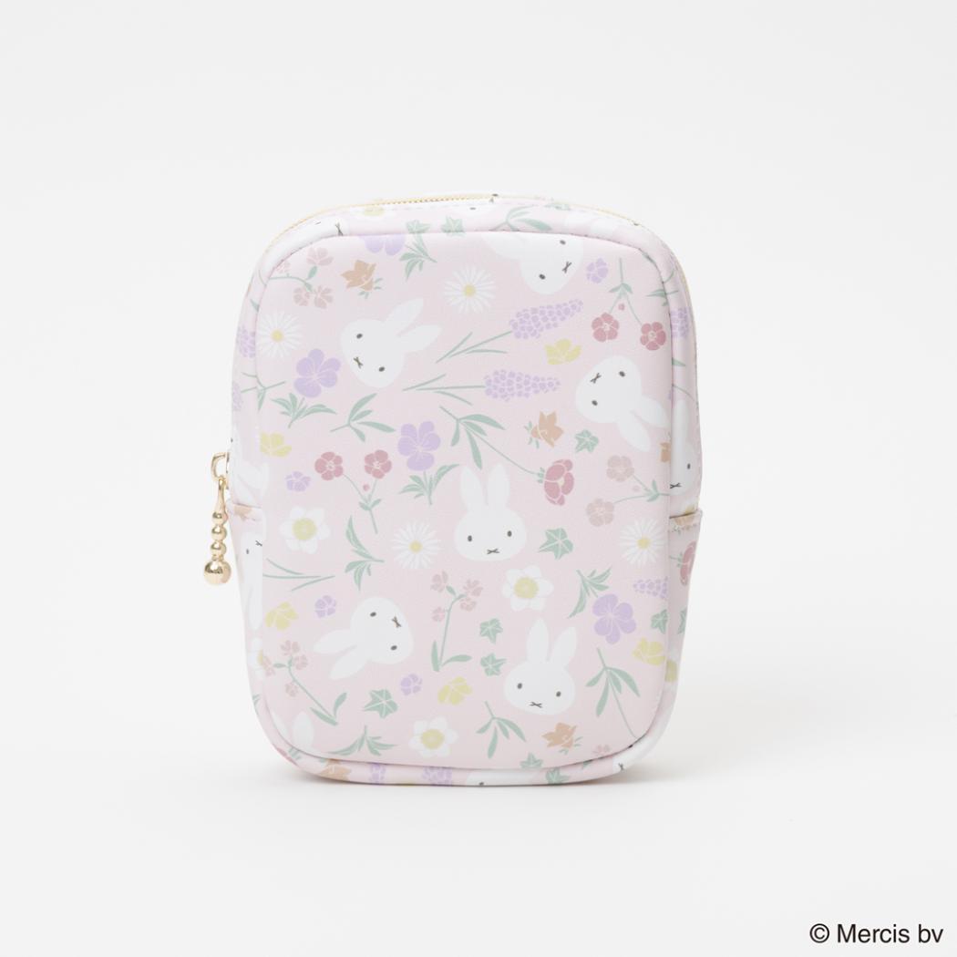 MIFFY Floral pattern 縦型スクエアポーチ コスメポーチ ミッフィー ピンク ディックブルーナ エフエービージャパン 小物入れ メイクポーチ 絵本