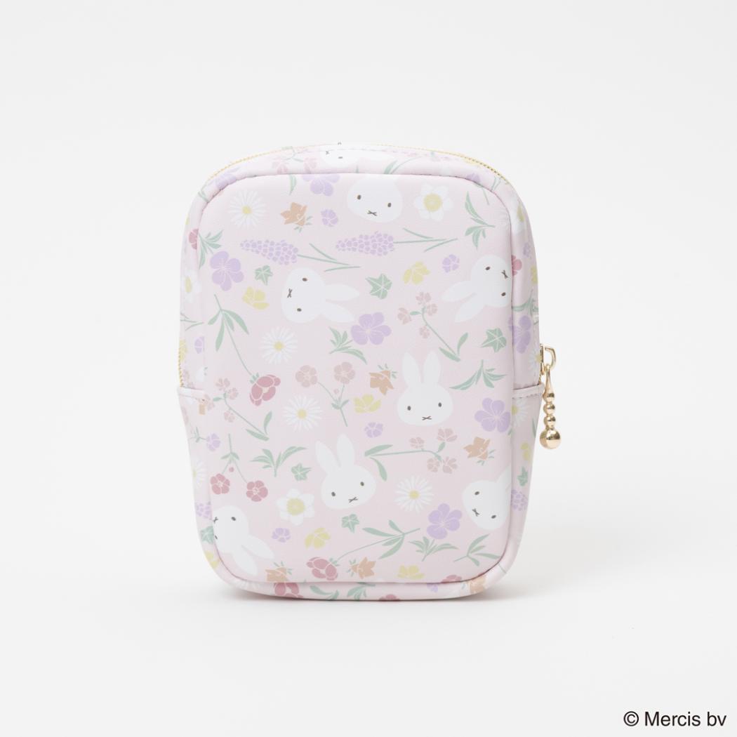 MIFFY Floral pattern 縦型スクエアポーチ コスメポーチ ミッフィー ピンク ディックブルーナ エフエービージャパン 小物入れ メイクポーチ 絵本