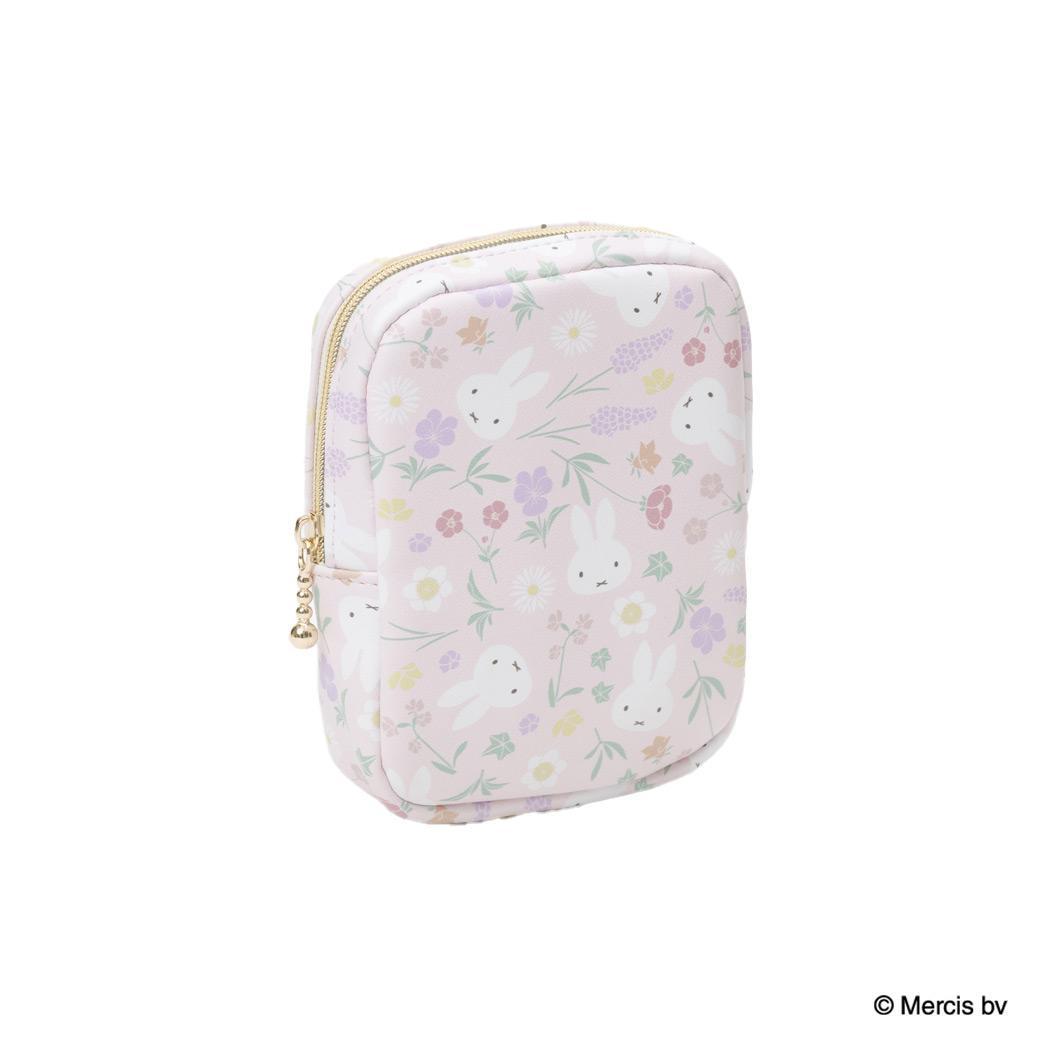 MIFFY Floral pattern 縦型スクエアポーチ コスメポーチ ミッフィー ピンク ディックブルーナ エフエービージャパン 小物入れ メイクポーチ 絵本
