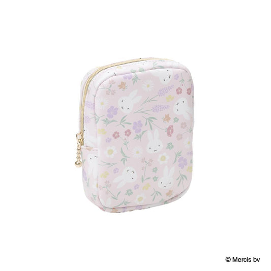 MIFFY Floral pattern 縦型スクエアポーチ コスメポーチ ミッフィー ピンク ディックブルーナ エフエービージャパン 小物入れ メイクポーチ 絵本