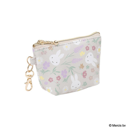 MIFFY Floral pattern マイクロ台形ポーチ ミニポーチ ミッフィー ベージュ ディックブルーナ エフエービージャパン 小物入れ 絵本