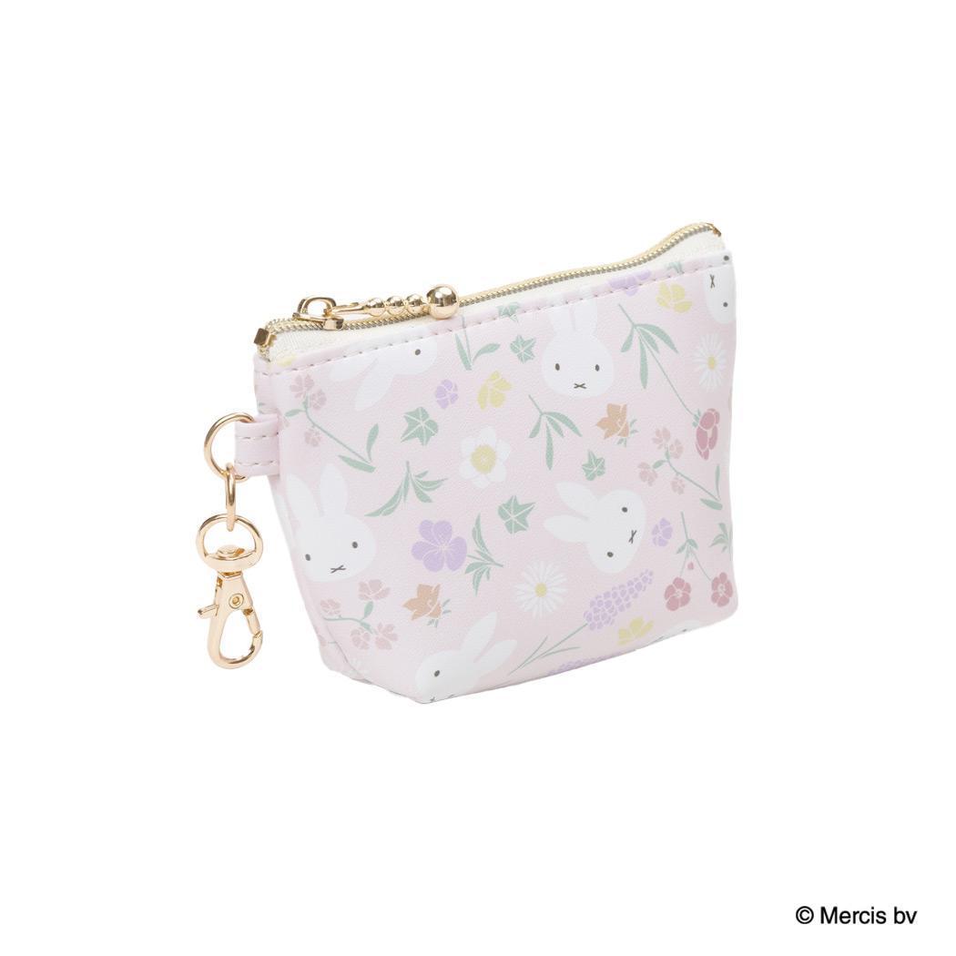 ミッフィー ミニポーチ MIFFY Floral pattern マイクロ台形ポーチ ピンク ディックブルーナ エフエービージャパン 小物入れ 絵本キャラクター グッズ シネマコレクション