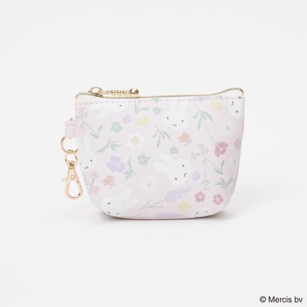 MIFFY Floral pattern マイクロ台形ポーチ ミニポーチ ミッフィー ピンク ディックブルーナ エフエービージャパン 小物入れ 絵本