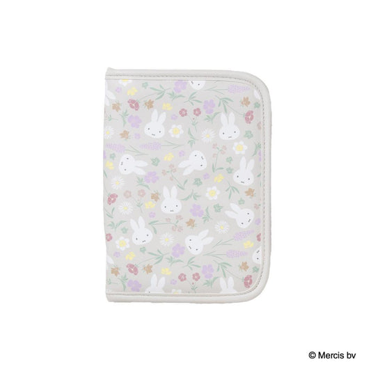MIFFY Floral pattern マルチケース マルチポーチ ミッフィー ベージュ ディックブルーナ エフエービージャパン カード収納 お薬手帳収納 絵本メール便可