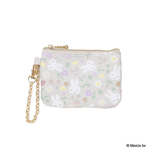MIFFY Floral pattern コイン＆パスケース 定期入れ ミッフィー ベージュ ディックブルーナ エフエービージャパン ICカードケース 小銭入れ 絵本メール便可