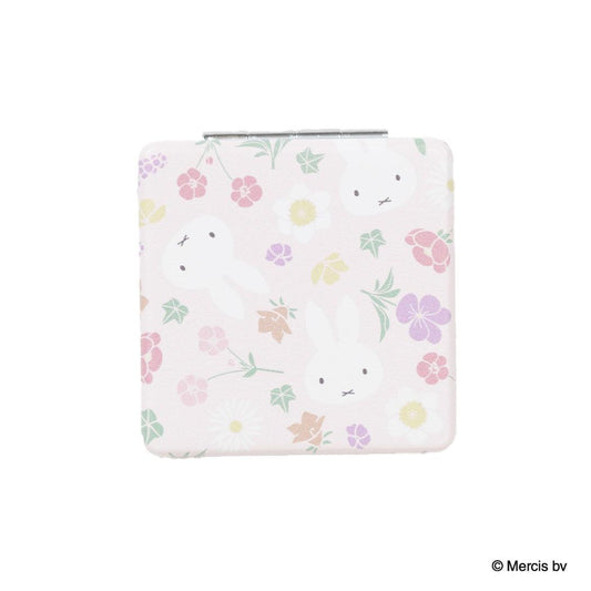 MIFFY Floral pattern コンパクトミラー 手鏡 ミッフィー ピンク ディックブルーナ エフエービージャパン 折りたたみミラー 絵本メール便可