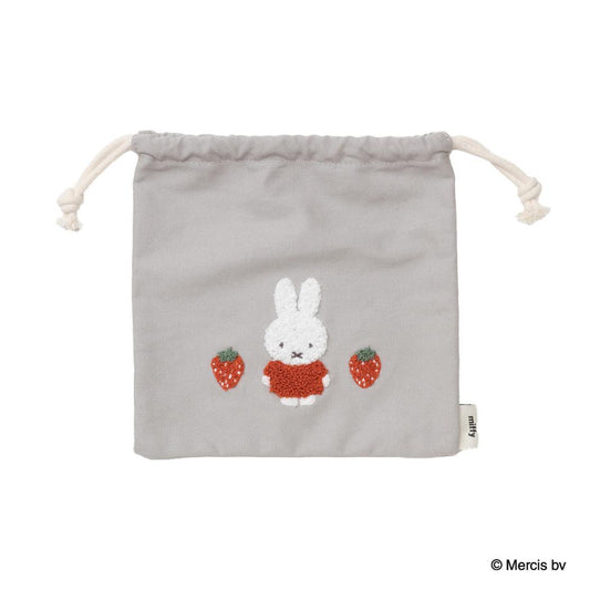 MIFFY RED＆PINK きんちゃくポーチ 巾着袋 ミッフィー イチゴ ディックブルーナ エフエービージャパン 小物入れ メイクポーチ 絵本メール便可