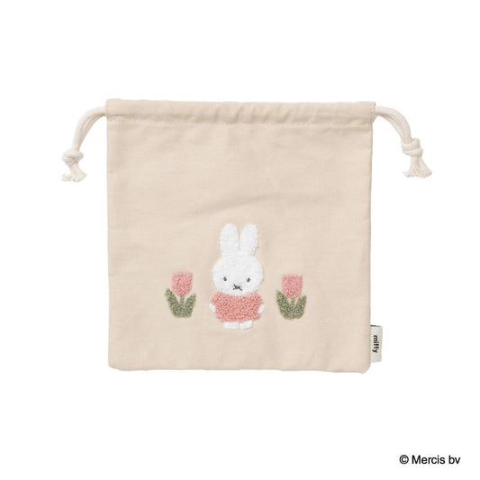 MIFFY RED＆PINK きんちゃくポーチ 巾着袋 ミッフィー チューリップ ディックブルーナ エフエービージャパン 小物入れ メイクポーチ 絵本メール便可