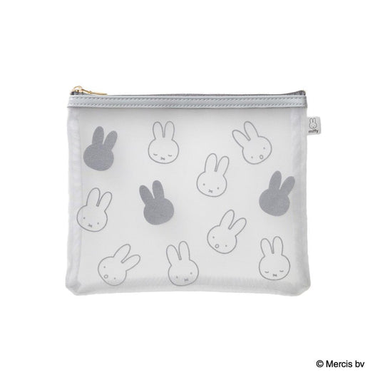 MIFFY FLOCKY フラットポーチ コスメポーチ ミッフィー グレー ディックブルーナ エフエービージャパン 化粧ポーチ 小物入れ 絵本メール便可