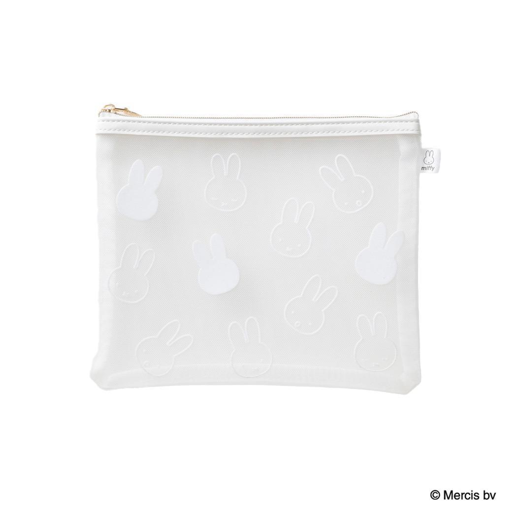 ミッフィー コスメポーチ MIFFY FLOCKY フラットポーチ ホワイト ディックブルーナ エフエービージャパン 化粧ポーチ 小物入れ 絵本キャラクター グッズ メール便可 シネマコレクション