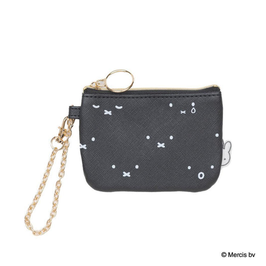 MIFFY コイン＆パスケース フェイスパターン 定期入れ ミッフィー ブラック ディックブルーナ エフエービージャパン ICカードケース 小銭入れ 絵本メール便可