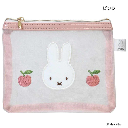 ミッフィー ミニポーチ ミニフラットポーチ MESH＆EMBROIDERY ピンク ディックブルーナ エフエービージャパン