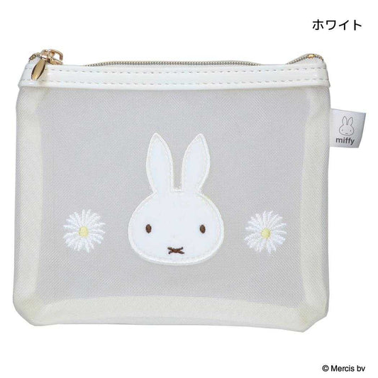 ミッフィー ミニポーチ ミニフラットポーチ MESH＆EMBROIDERY ホワイト ディックブルーナ エフエービージャパン