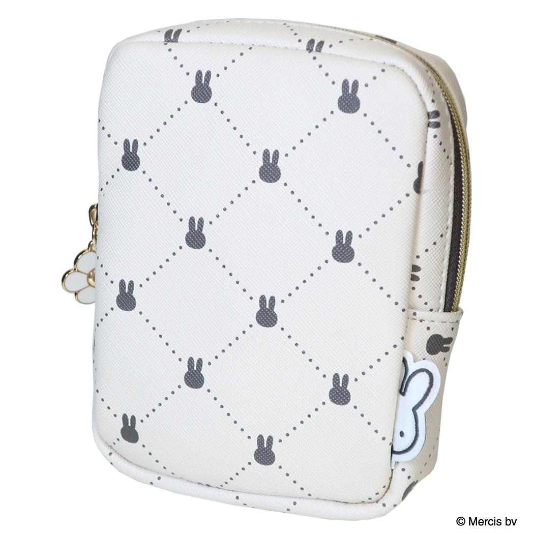 ミッフィー コスメポーチ 縦型スクエアポーチ QUILTING PRINT アイボリー ディックブルーナ エフエービージャパン