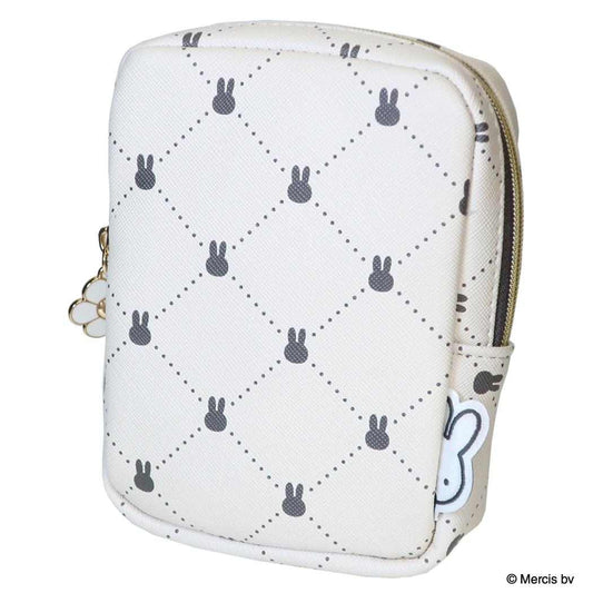 ミッフィー コスメポーチ 縦型スクエアポーチ QUILTING PRINT アイボリー ディックブルーナ エフエービージャパン