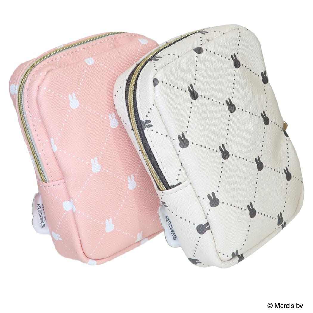 ミッフィー コスメポーチ 縦型スクエアポーチ QUILTING PRINT アイボリー ディックブルーナ エフエービージャパン