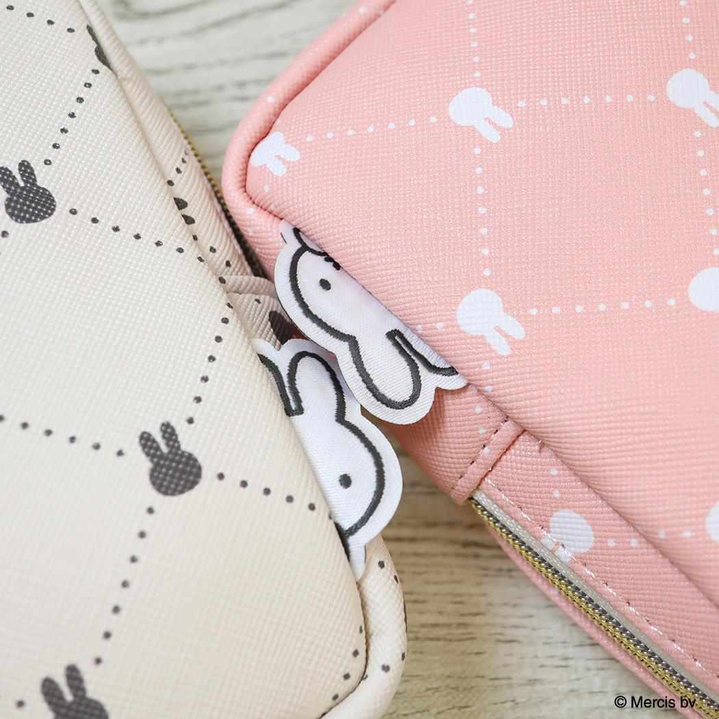 ミッフィー コスメポーチ 縦型スクエアポーチ QUILTING PRINT アイボリー ディックブルーナ エフエービージャパン