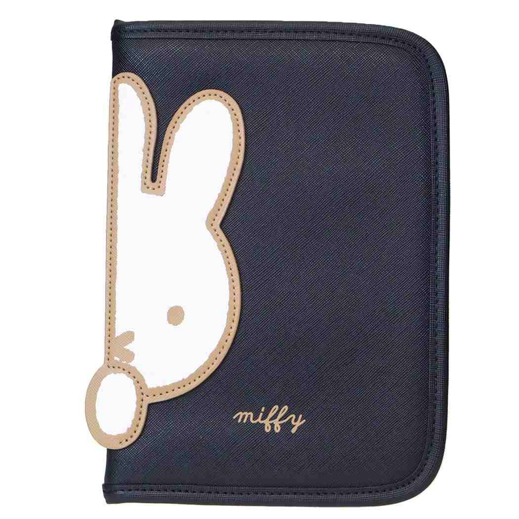 miffy お薬手帳ケース OVER APPLIQUE マルチケース ブラック ディックブルーナ エフエービージャパン