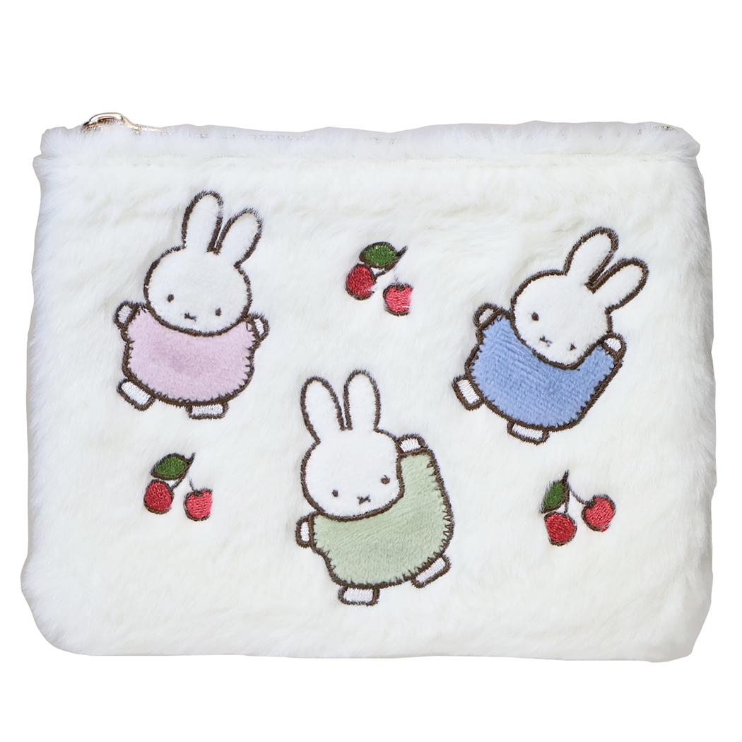 miffy 小物入れ LONG PILE ミニフラットポーチ アイボリー ディックブルーナ エフエービージャパン