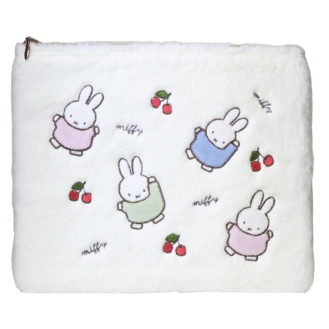 miffy 小物入れ LONG PILE フラットポーチ アイボリー ディックブルーナ エフエービージャパン