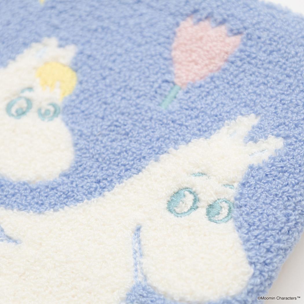 MOOMIN サガラ刺繍フラットポーチ コスメポーチ ムーミン ブルー 北欧 エフエービージャパン 小物入れ かわいい メール便可