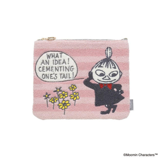MOOMIN サガラ刺繍フラットポーチ コスメポーチ ムーミン リトルミイ ピンク 北欧 エフエービージャパン 小物入れ かわいい メール便可