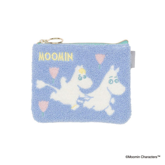 MOOMIN サガラ刺繍ミニフラットポーチ 平ポーチ ムーミン ブルー 北欧 エフエービージャパン 小物入れ かわいい メール便可