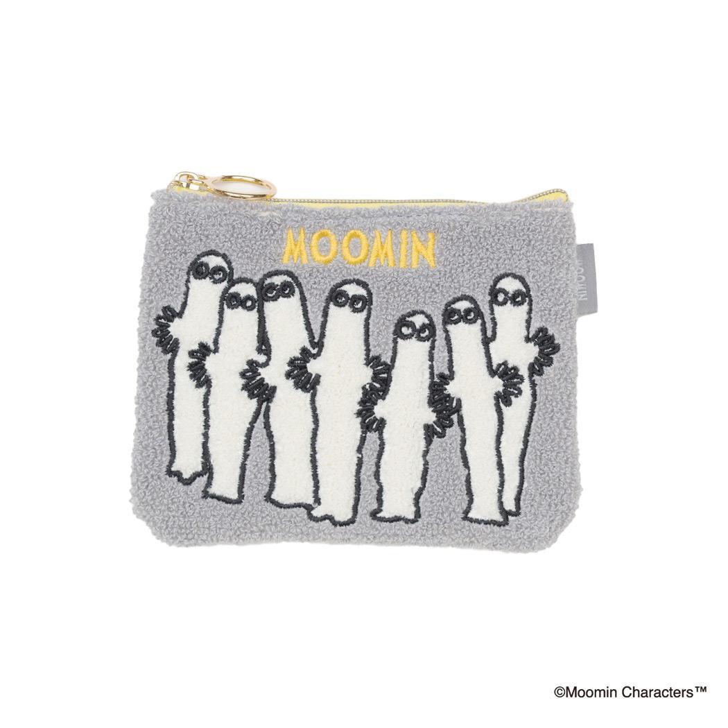 ムーミン 平ポーチ MOOMIN サガラ刺繍ミニフラットポーチ ニョロニョロ グレー 北欧 エフエービージャパン 小物入れ かわいい キャラクター グッズ メール便可 シネマコレクション