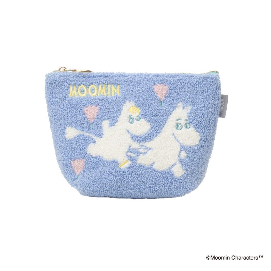 ムーミン コスメポーチ MOOMIN サガラ刺繍台形ポーチ ブルー 北欧 エフエービージャパン 小物入れ かわいい キャラクター グッズ シネマコレクション
