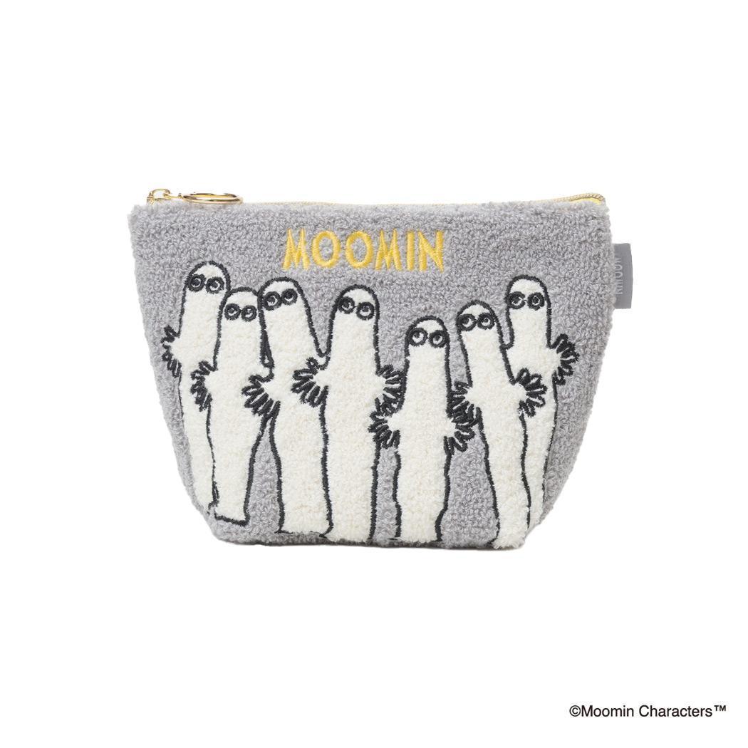ムーミン コスメポーチ MOOMIN サガラ刺繍台形ポーチ ニョロニョロ グレー 北欧 エフエービージャパン 小物入れ かわいい キャラクター グッズ シネマコレクション