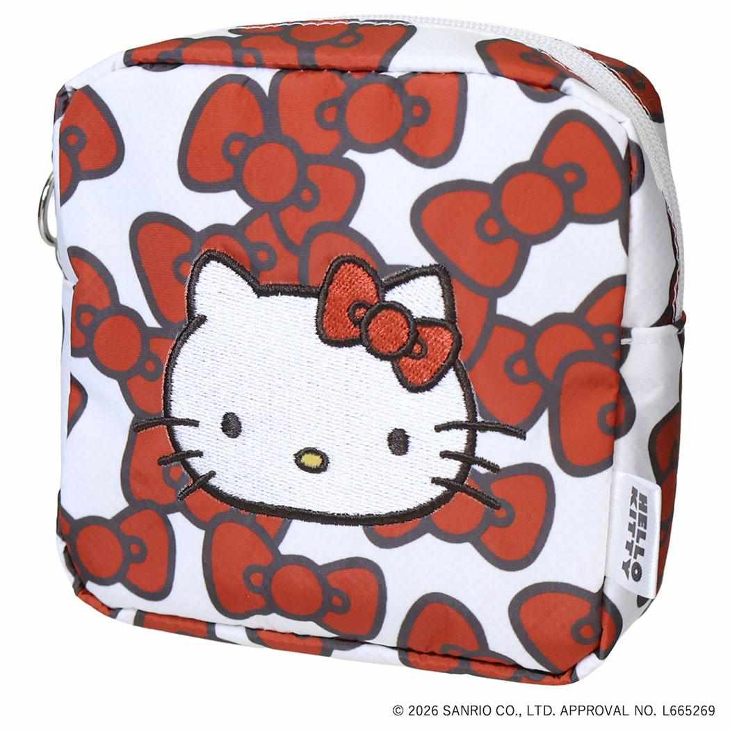 ハローキティ コスメポーチ スクエアポーチ HELLO KITTY RIBBON レッド サンリオ エフエービージャパン