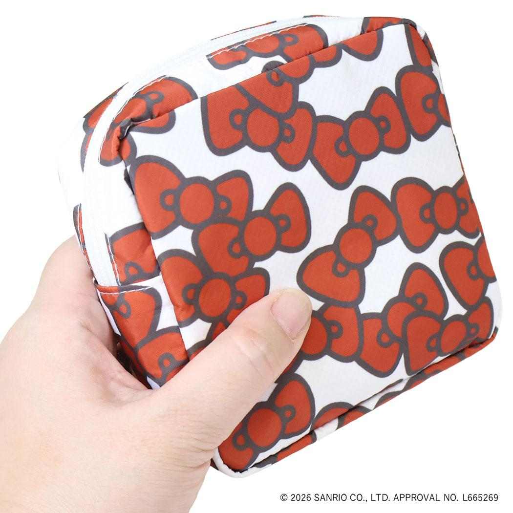 ハローキティ コスメポーチ スクエアポーチ HELLO KITTY RIBBON レッド サンリオ エフエービージャパン