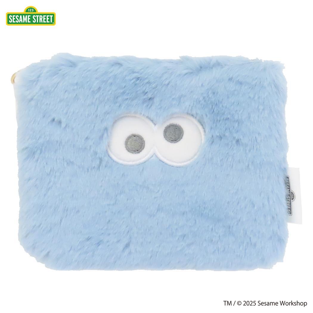 ミニフラットポーチ 平ポーチ セサミストリート SESAME STREET FACE FUR クッキーモンスター エフエービージャパン 小物入れ コスメポーチ メール便可