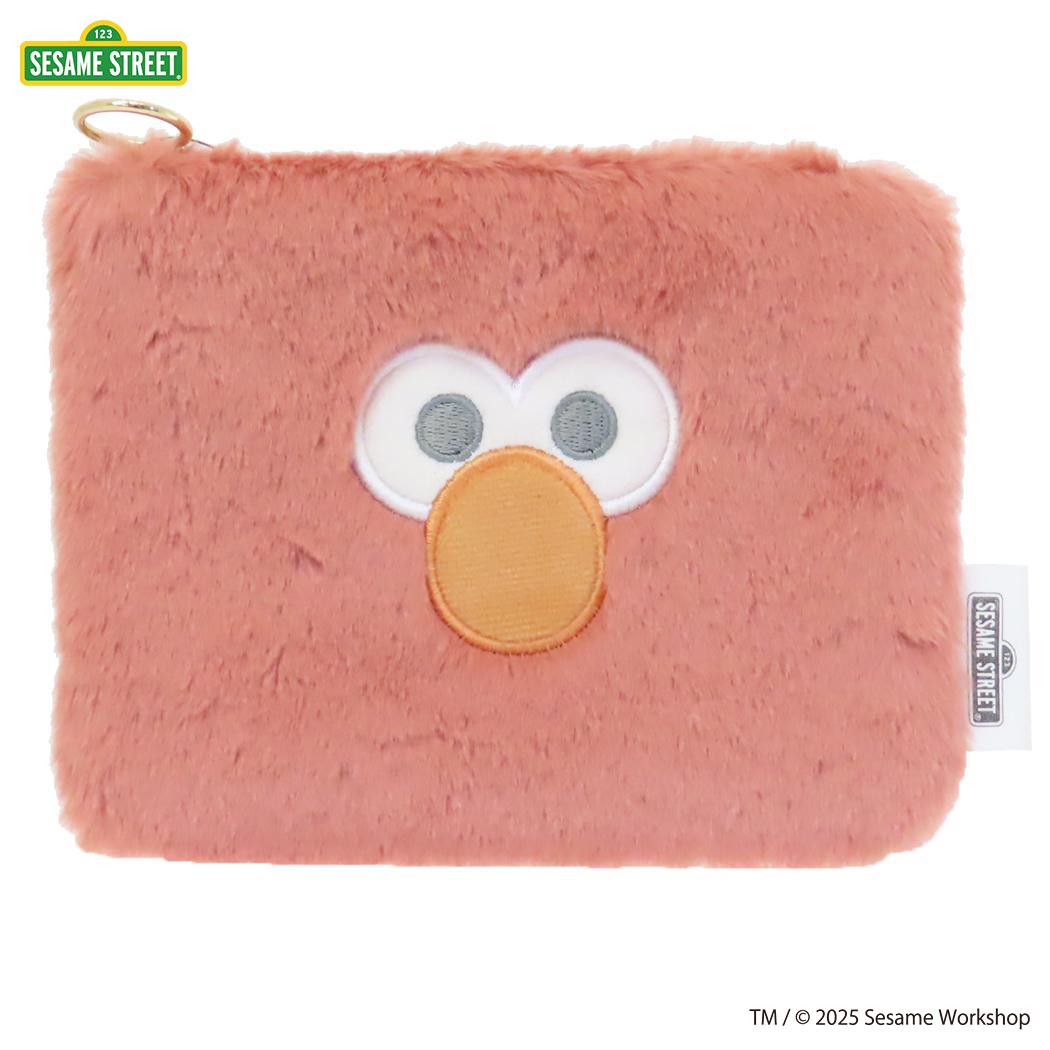 ミニフラットポーチ 平ポーチ セサミストリート SESAME STREET FACE FUR エルモ エフエービージャパン 小物入れ コスメポーチ メール便可