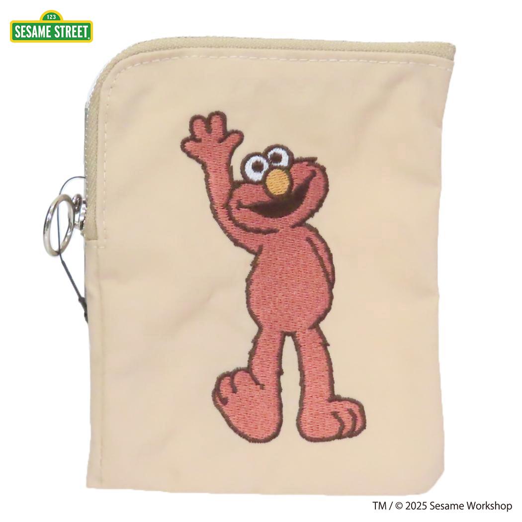 ミニフラットポーチ 平ポーチ セサミストリート SESAME STREET EMBROIDERY ベージュ エフエービージャパン 小物入れ コスメポーチ エルモ メール便可