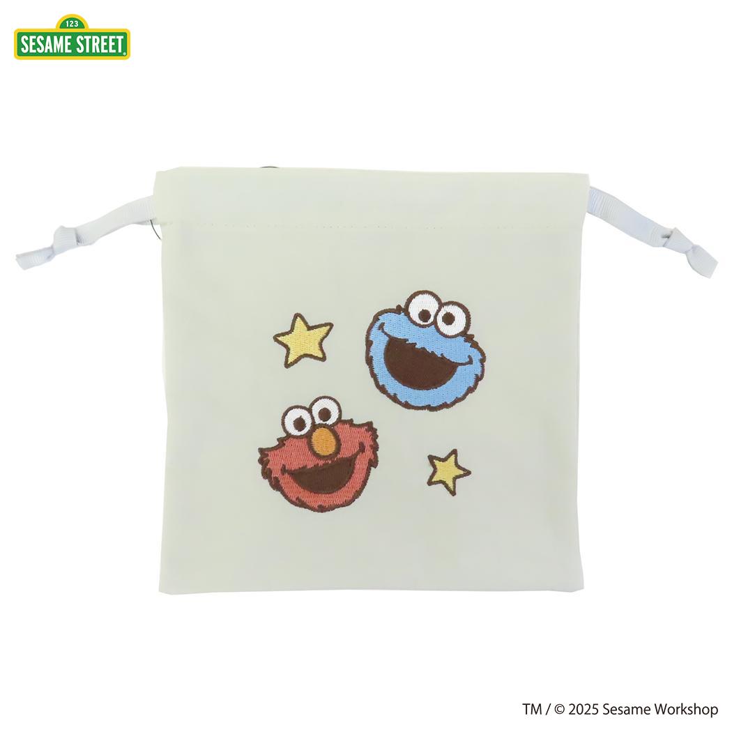 巾着ポーチ 巾着袋 セサミストリート SESAME STREET EMBROIDERY グレー エフエービージャパン 小物入れ メール便可