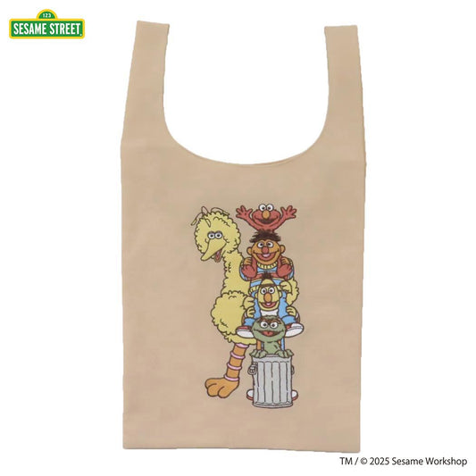 ショッピングバッグ エコバッグ セサミストリート SESAME STREET EMBROIDERY ベージュ エフエービージャパン お買い物かばん メール便可