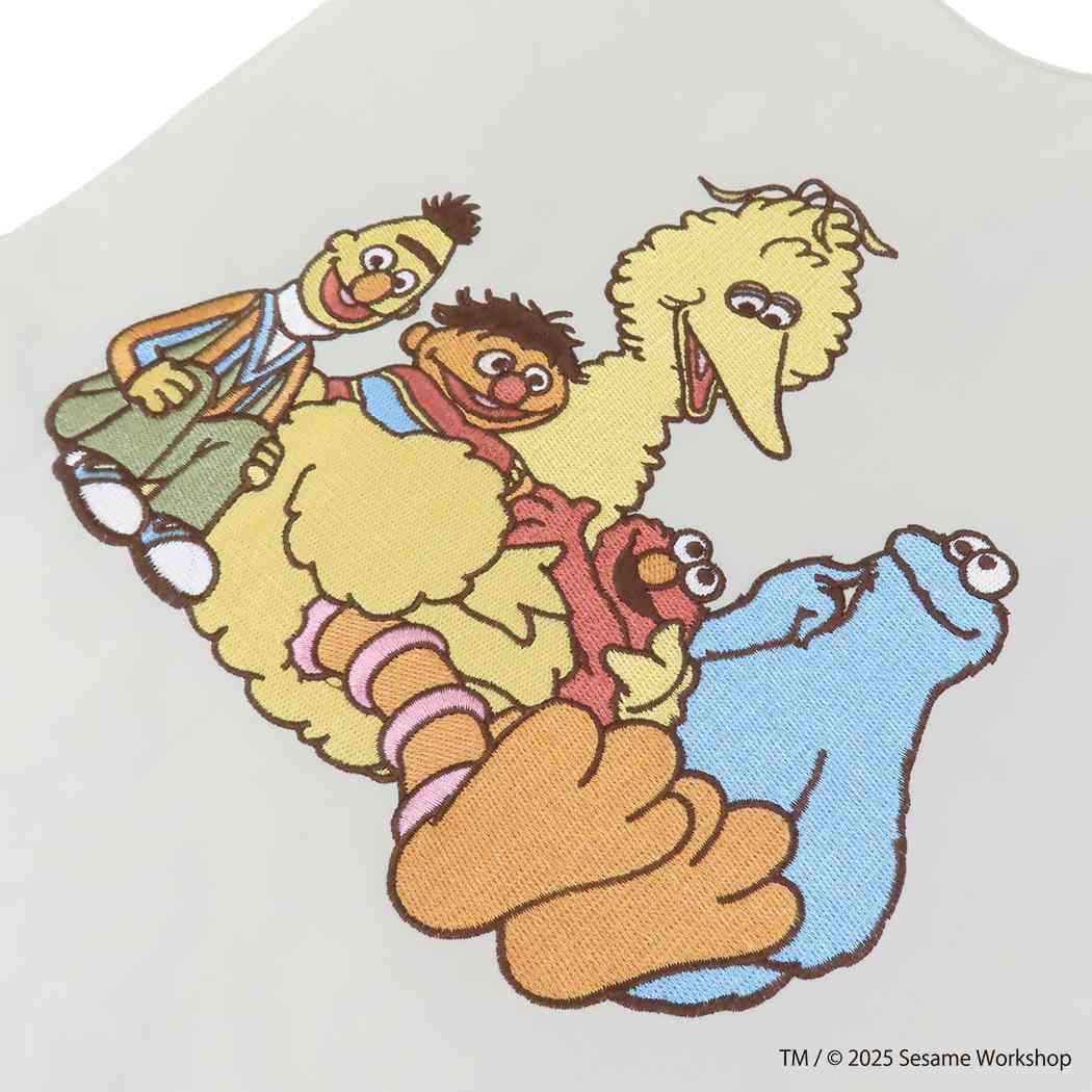 ショッピングバッグ エコバッグ セサミストリート SESAME STREET EMBROIDERY グレー エフエービージャパン お買い物かばん メール便可