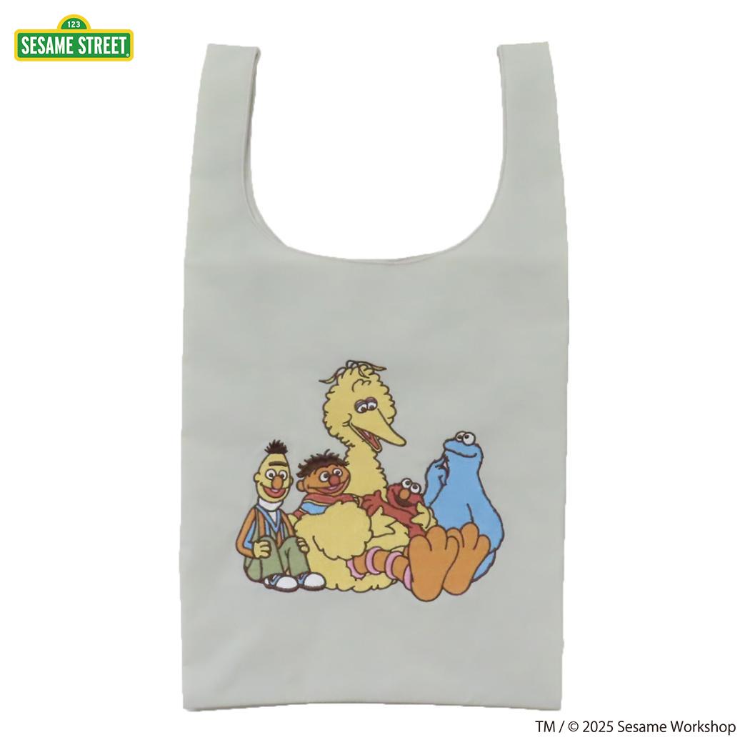 ショッピングバッグ エコバッグ セサミストリート SESAME STREET EMBROIDERY グレー エフエービージャパン お買い物かばん メール便可