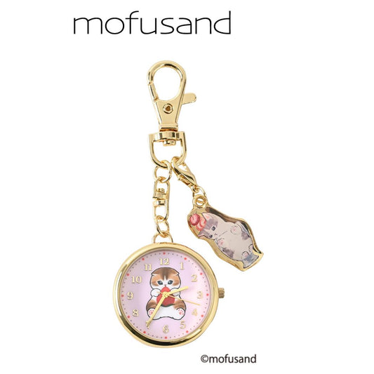 チャーム付きキーチェーンウォッチ キーホルダー時計 モフサンド PI イチゴにゃん mofusand フィールドワーク プレゼント かわいい メール便可